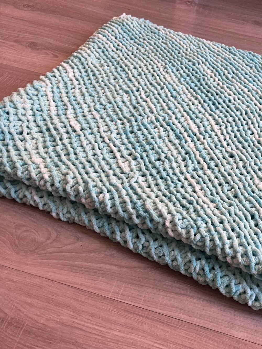 NEW Handmade Aqua Waves Crochet Baby Afghan Blanket 39" x 39"